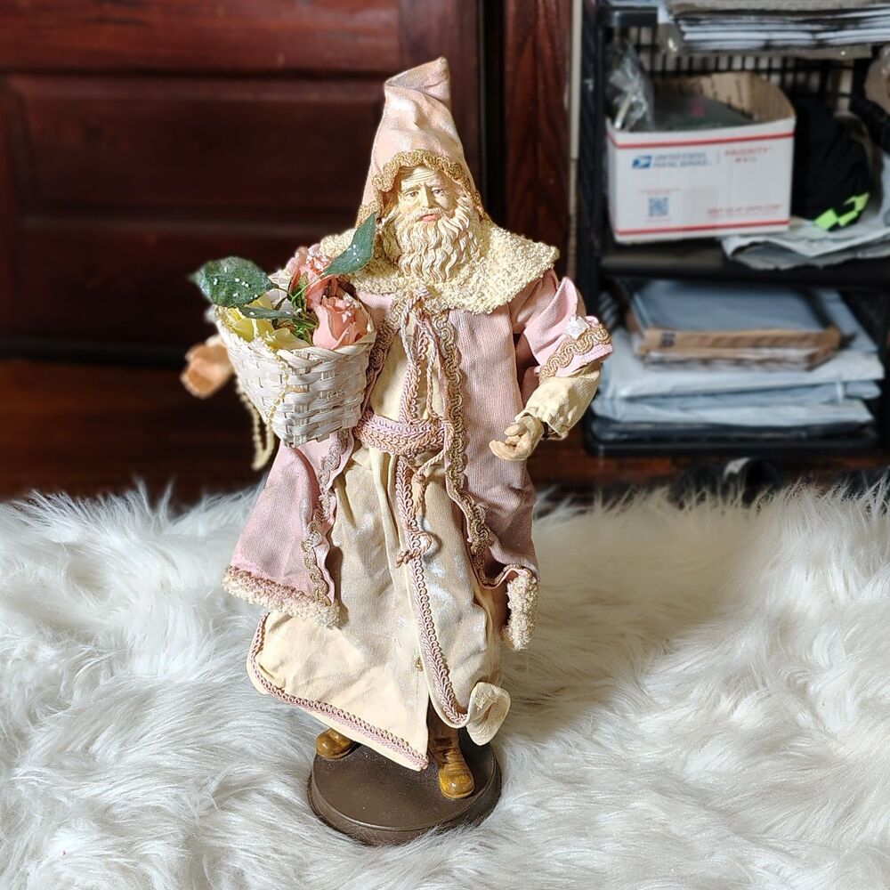 Victorian Style VTG Santa Pink Romantic Father Winter Figurine